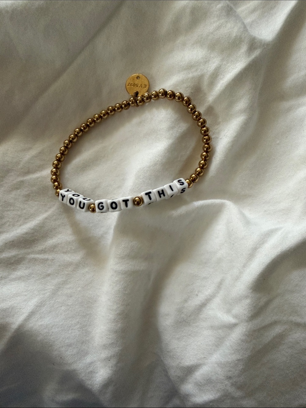 Gold Beaded 'YOU GOT THIS' Motivational Stretch Bracelet
